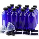 Garrafas de vidro PINIWON Cobalt Blue 240 mL Boston Round, pacote com 12