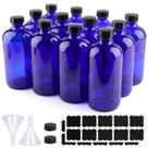 Garrafas de vidro PINIWON Cobalt Blue 480 ml Boston Round 12 Pack