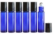Garrafas roll-on de vidro azul cobalto de 10 mL com aço inoxidável (pacote com 6) Garrafas roll-on de vidro azul cobalto de 10 mL com aço inoxidável (pacote com 6)