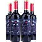 Garrafas Vinho Tinto Codici Negroamaro Puglia 750ml Kit 4 Garrafas