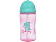 Garrafinha Com Canudo Dino 400ml Rosa Buba
