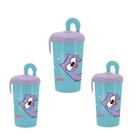Garrafinha copo com canudo Bubu e as corujinhas 450ml 3un