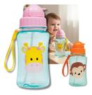 Garrafinha Garrafa de Agua Infantil com Canudo Retrátil Silicone Leão Girafa Macaco Unicórnio Buba