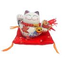 Gato Da Sorte (B) Maneki Neko 8 Cm Em Cerâmica C/ Almofada - Jiaxi