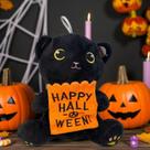 Gato de Pelúcia com Saquinho "Happy Halloween" - Preto - 20cm - 1 unidade - Rizzo
