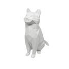Gato geométrico branco 3D - 15 cm