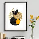 Gato Jarro de Flores - 60x48cm Gato Jarro de Flores - 60x48cm