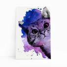 Gato Pet Animais Arte Aquarela Roxo Quadro Canvas 60x40cm