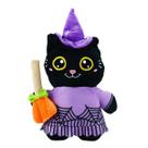 Gato Preto Pelúcia Abóbora Bruxa Halloween 25cm
