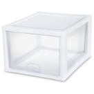 Gaveta de armazenamento Sterilite 27 litros, pacote com 4 unidades, branca transparente Gaveta de armazenamento Sterilite 27 litros, pacote com 4 unidades, branca transparente