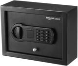 Gaveta de mesa pequena e fina Security Safe Amazon Basics preta Gaveta de mesa pequena e fina Security Safe Amazon Basics preta