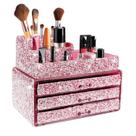Gaveta de organizadores de maquiagem KEYPOWER Bling Diamond Pink 2 Set