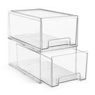 Gavetas de armazenamento Sorbus Large Clear Empilháveis, pacote com 2 unidades