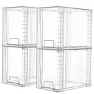 Gavetas de armazenamento Vtopmart Clear Stackable, pacote com 4, 9,7 cm de altura Gavetas de armazenamento Vtopmart Clear Stackable, pacote com 4, 9,7 cm de altura
