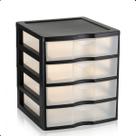 Gaveteiro 4 Gavetas Plástico Organizador Mesa Compacto Organiza Tudo Branco ou Preto