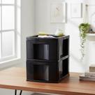 Gaveteiro Agraplast 578 Multiuso Plástico Preto 2 Gavetas Grandes Organizador para Escritório e Home Office