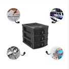 Gaveteiro Com 3 Gavetas Organizador Prático - Preto 34cm
