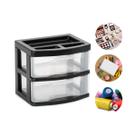 Gaveteiro de Mesa 2 Gavetas cor Preta com Divisórias