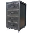 Gaveteiro Industrial Black com Chapas de Ferro - 4 Gavetas e 4 Rodízios