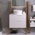 Gaveteiro Moderno com 2 Gavetas em Madeira/MDF - Branco/Garapa