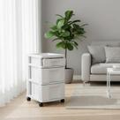 Gaveteiro Multiuso Organizador Plástico Branco 3 Gavetas com Rodinhas 57cm, Prático e Resistente Agraplast 595