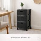 Gaveteiro Organizador 3 Gavetas com Rodas Multiuso Rattan Plástico Resistente Monte Líbano