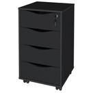 Gaveteiro Para Escritório Office com Rodízios 04 Gavetas Bit Preto - Lyam Decor