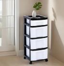 Gaveteiro Plástico Branco Preto 4 Gavetas Rodízio Agraplast Cod. 943 Preto e Branco Organizador Armário