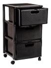 Gaveteiro Porta Tudo 3 Gavetas Rattan Rodinhas Preto 1830