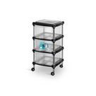 Gaveteiro Transparente e Preto 3 Gavetas com Rodízio (Pr+na) Niquelart