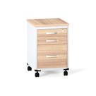 Gaveteiro Volante 03 Gavetas P25 Pandin 63 CM Noce Naturale e Cinza