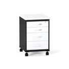 Gaveteiro Volante 04 Gavetas P25 Pandin 63 CM Branco e Preto