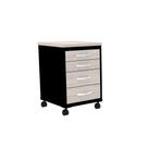 Gaveteiro Volante 04 Gavetas P25 Pandin 63 CM Casablanca e Preto