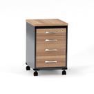 Gaveteiro Volante 04 Gavetas P25 Pandin 63 CM Noce Naturale e Grafito