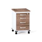 Gaveteiro Volante 04 Gavetas P25 Pandin 63 CM Walnut e Cinza