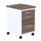 Gaveteiro Volante 3 Gavetas com Chaves PE25 em MDP Cor Walnut e Branco