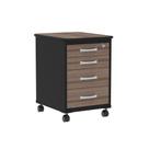 Gaveteiro Volante Com 04 Gavetas Maxxi Pandin Walnut e Preto