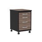 Gaveteiro Volante Com 04 Gavetas Maxxi Pandin Walnut e Preto