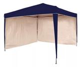 Gazebo 3x3 PC Azul + 2 Paredes Ráfia Branca