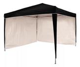 Gazebo 3x3 PC Preto + 2 Paredes Ráfia Branca