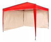 Gazebo 3x3 PC Vermelho + 2 Paredes Ráfia Branca