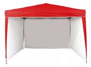 Gazebo 3x3 PC Vermelho + 3 Paredes Ráfia Branca