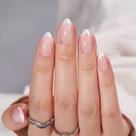 Gel curto de amêndoa branca Press On Nails Bartbox French Tip