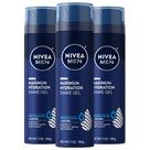 Gel de barbear Nivea Men Maximum Hydration com Aloe Vera, 200 ml, pacote com 3