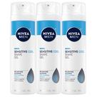Gel de Barbear Nivea Men Sensitive Cool - 3 Unidades de 210ml com Algas Marinhas
