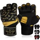 Gel de boxe envolve luvas MoneyFyte Quick Under pretas e douradas L/XL