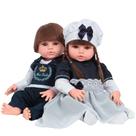 Gemêos Reborns Articulados Fofinhos Castanho + Kit Enxoval