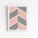 Geométrico Rosa Cinza e Branco Quadro Moldura Branca 60x40cm Geométrico Rosa Cinza e Branco Quadro Moldura Branca 60x40cm