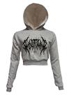 Ghostemane - Logo - Cropped Moletom Cinza Mescla Com Capuz
