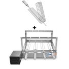 Gira Grill Inox c/ 4 Espetos Tridente + Espeto Grelha Pratic